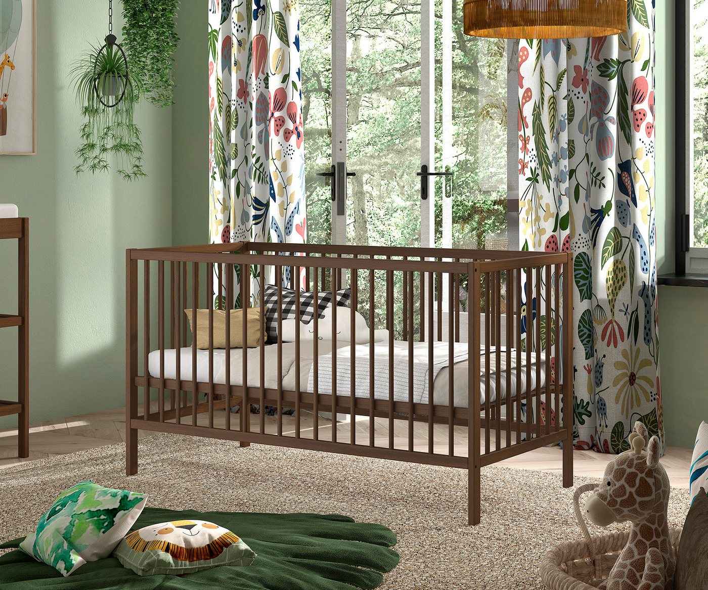 Vipack Babybett DINO, ideal für Ihr Kinderzimmer, Made in Europe, Buche massiv, 70/140cm, 3-fach höhenverstellbar, umbaubar, Buche Nussbaumfarbig – Bild 5 von 5