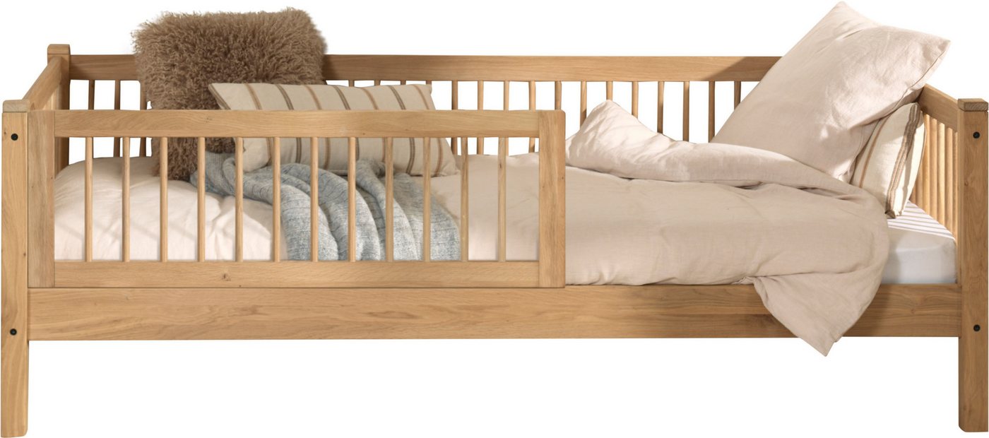 Vipack Daybett Forrest 90/200 aus massiver Eiche, Oberfläche geölt, stabil gebaut, mit Sprossenumrandung, Rausfallschutz vorne, ohne o. mit Bettschublade – Bild 2 von 5