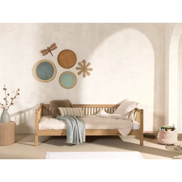 Vipack Einzelbett Forrest 90/200 aus massiver Eiche, Oberfläche geölt, stabil gebaut (B/H/T ca. 207,5x68x97,5cm, inkl. Massivholz Rolllattenrost), aus massiver 