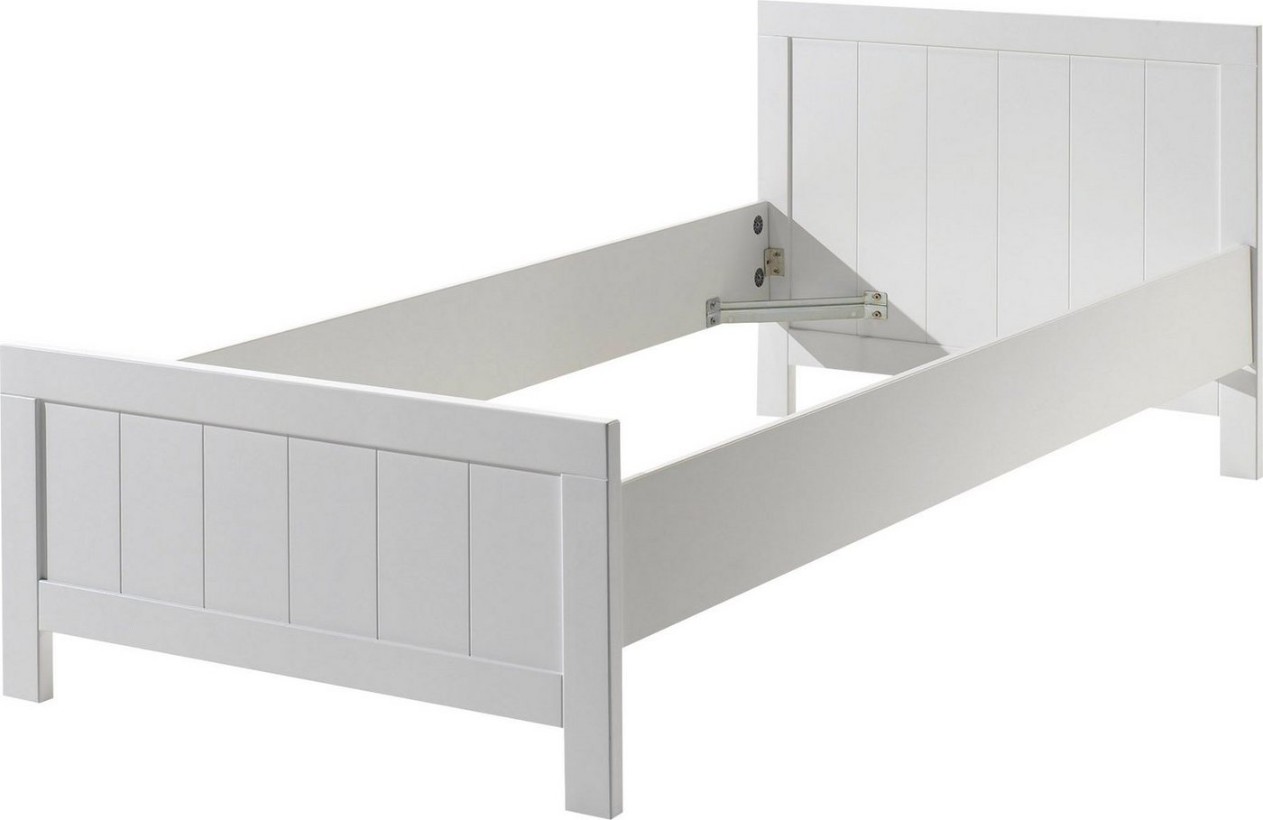 Vipack Einzelbett (Made in Europe), Einzelbett in Landaus Optik mit Liegefläche 90 x 200 cm, Weiß lackiert – Bild 4 von 5