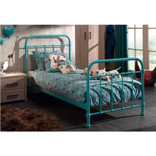 Vipack Einzelbett New York, Bettgestell Metall, pulverbeschichtet, in zeitlosem Design (H/T ca. 100x210cm, inkl. Lattenrost, sehr stabil gebaut), zwei Breiten u