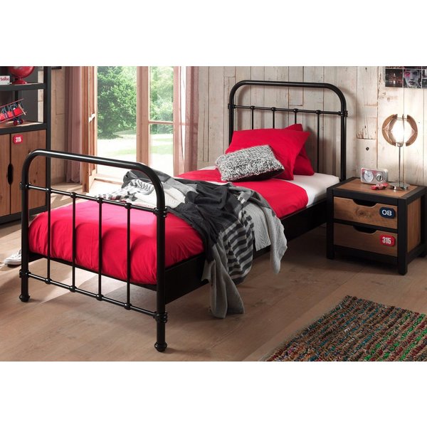 Vipack Einzelbett New York, Bettgestell Metall, pulverbeschichtet, in zeitlosem Design (H/T ca. 100x210cm, inkl. Lattenrost, sehr stabil gebaut), zwei Breiten u