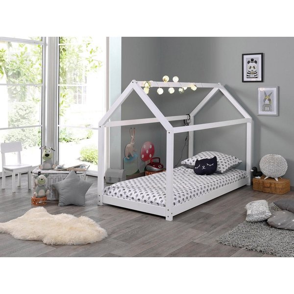 Vipack Kinderbett Cabane, Kiefer massiv, Made in Europe, inklusive Rolllattenrost (wahlweise in 2 Farben und 2 Größen erhältlich), Bodenfreiheit ca. 2,5 cm zur 
