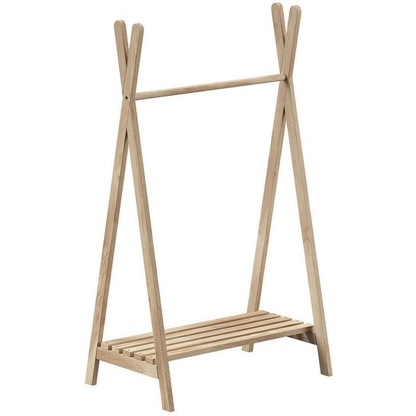 Vipack Kleiderständer Forrest universell einsetzbar, (B/H/T ca. 74x132x50 cm, Eiche massiv geölt), inkl. Schuhgitter und Kleiderstange