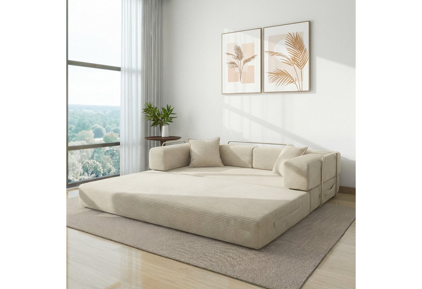 Vipbear Schlafsofa 5-in-1 Wandelsofa Cord, 300kg Belastbarkeit, 1 Teile, 2-sitzer, 200x100cm, verschiedene Farben verfügbar – Bild 2 von 5