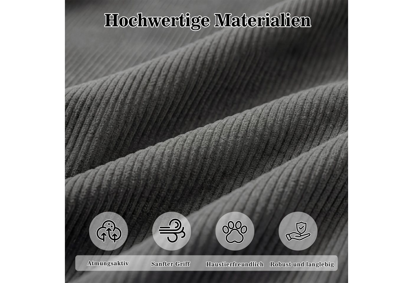 Vipbear Schlafsofa 5-in-1 Wandelsofa Cord, 300kg Belastbarkeit, 1 Teile, 2-sitzer, 200x100cm, verschiedene Farben verfügbar – Bild 4 von 5