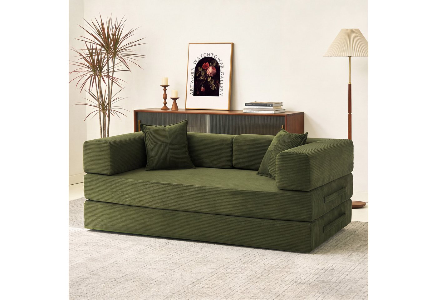 Vipbear Schlafsofa 5-in-1 Wandelsofa Cord, 300kg Belastbarkeit, 1 Teile, 2-sitzer, 200x100cm, verschiedene Farben verfügbar – Bild 3 von 5