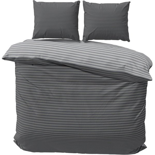 Visaggio Bettwäsche Baumwolle 135x200, 155x200, 155x220, 200x200, 200x220 oder 240x220, Renforcé, 3 teilig, Stripe Wendebettwäsche Streifen, mit Reißverschluss