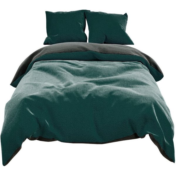 Visaggio Bettwäsche Winter Teddy Plüsch, Fleece, 2 teilig, Flauschig warmes Cashmere Touch, Einfarbig Wende