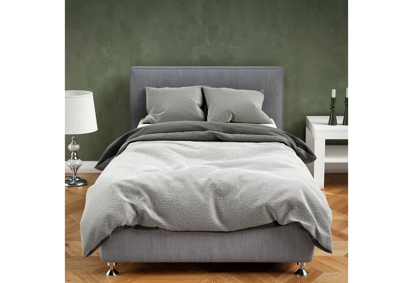 Visaggio Bettwäsche Winter Teddy Plüsch, Fleece, 2 teilig, Flauschig warmes Cashmere Touch, Einfarbig Wende – Bild 2 von 5
