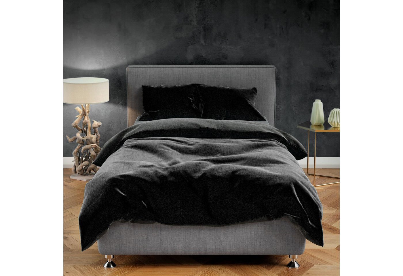 Visaggio Bettwäsche Winter Teddy Plüsch, Fleece, 2 teilig, Flauschig warmes Cashmere Touch, Einfarbig Wende – Bild 2 von 5