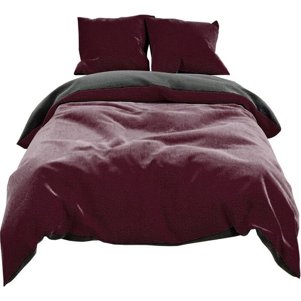 Visaggio Bettwäsche Winter Teddy Plüsch, Fleece, 2 teilig, Flauschig warmes Cashmere Touch, Einfarbig Wende