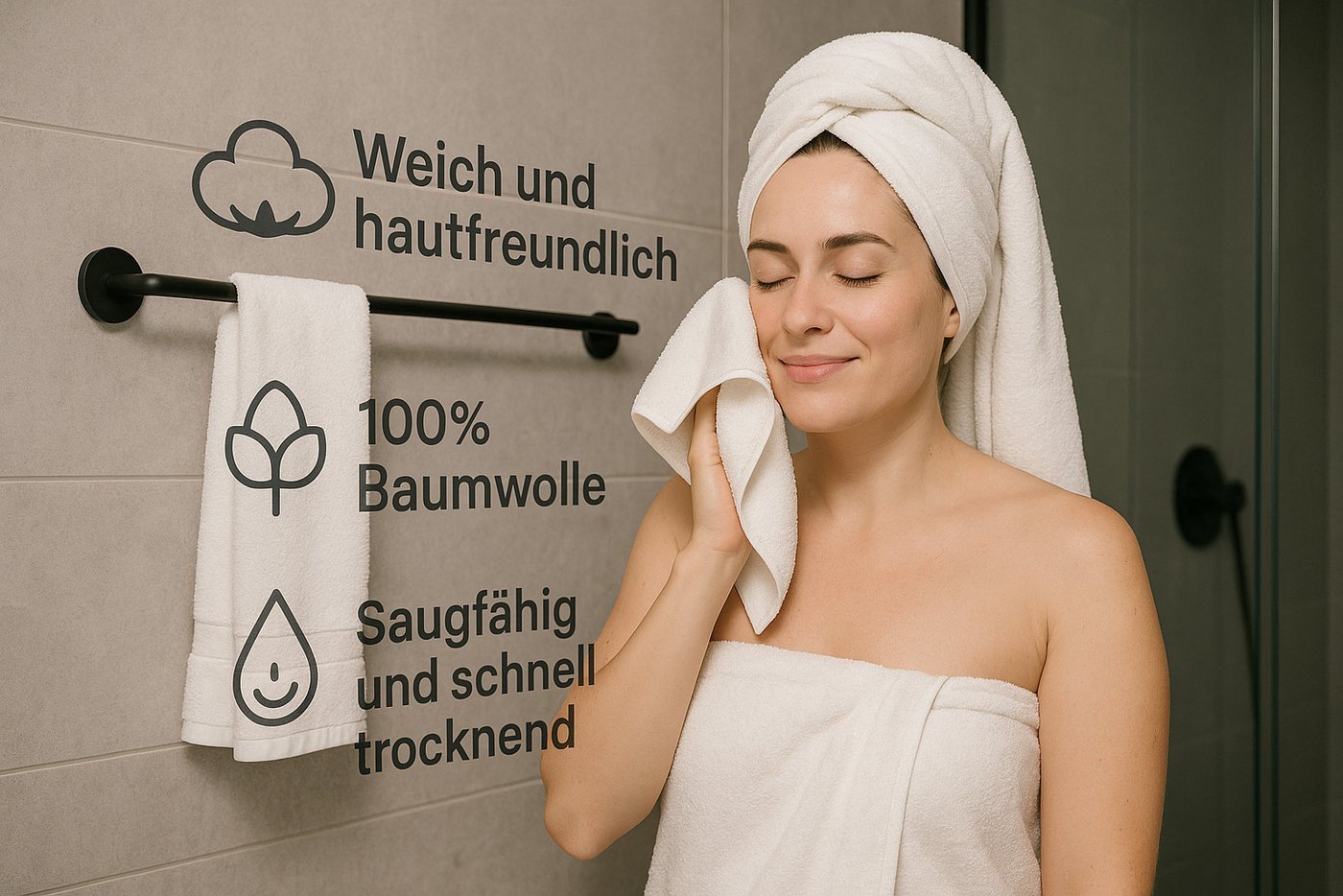 Visaggio Duschtücher Luxuriöse Handtücher aus 100% Baumwolle, Frottier (1-St), Handtücher in luxuriöser Qualität mit Bordüre, einfarbig – Bild 4 von 4