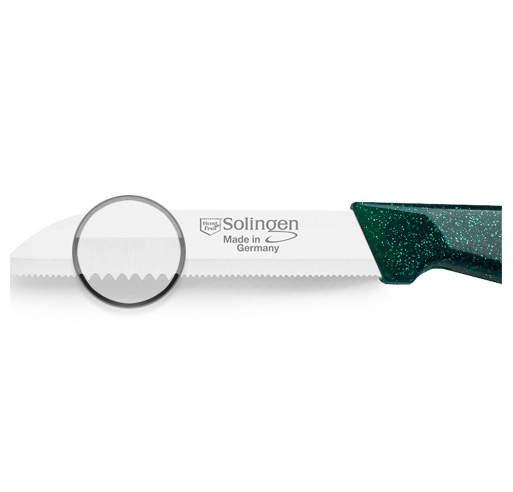 Visaggio Obstmesser Solingen Allzweckmesser Schälmesser Gemüsemesser Küchenmesser, Wellenschliff Solingen Messer, Flitter Optik, Edelstahl (rostfrei) – Bild 5 von 5