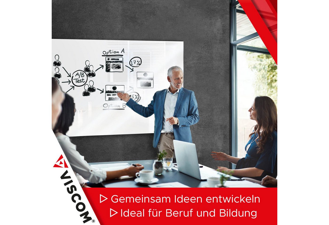 Viscom Magnettafel MIO, Glas-Magnettafel - beschreibbar & trocken abwischbar - inkl. Zubehör – Bild 5 von 5