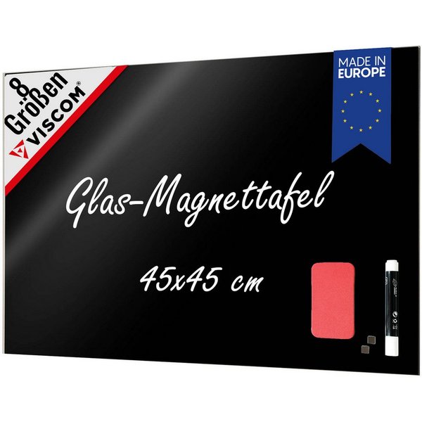 Viscom Magnettafel MIO, Glas-Magnettafel - beschreibbar & trocken abwischbar - inkl. Zubehör