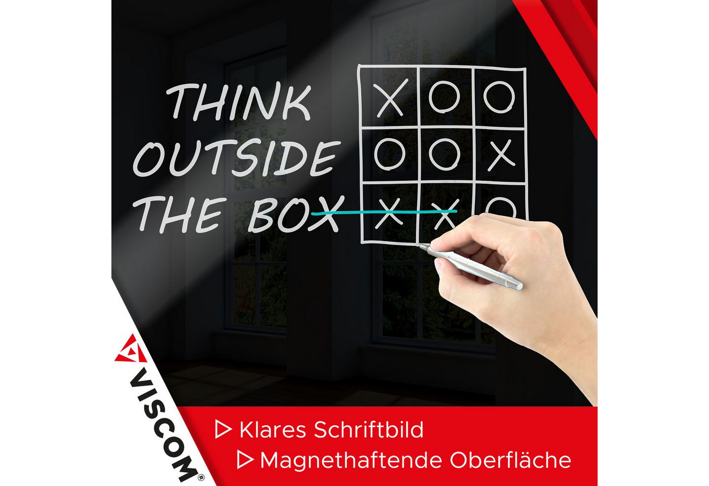 Viscom Magnettafel MIO, Glas-Magnettafel - beschreibbar & trocken abwischbar - inkl. Zubehör – Bild 2 von 5