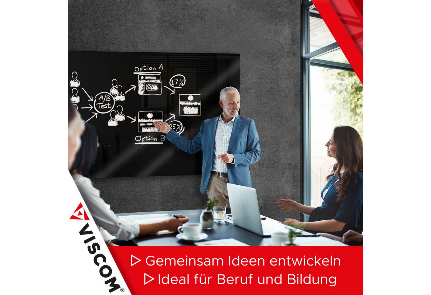 Viscom Magnettafel MIO, Glas-Magnettafel - beschreibbar & trocken abwischbar - inkl. Zubehör – Bild 5 von 5
