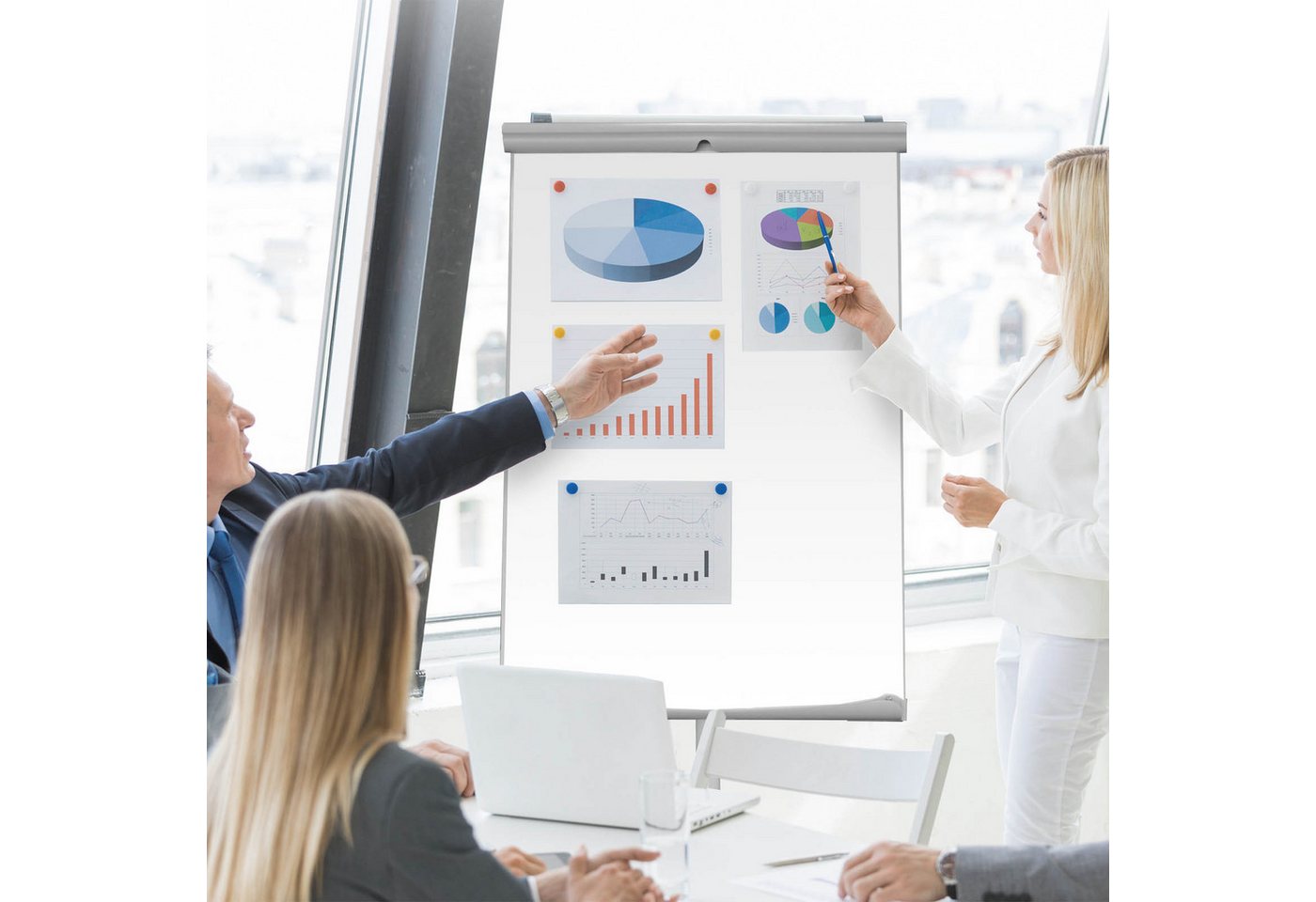 Viscom Magnettafel Movo, Flipchart mit Rollenfuß - magnetisch - mobiles Whiteboard mit Ständer – Bild 3 von 5