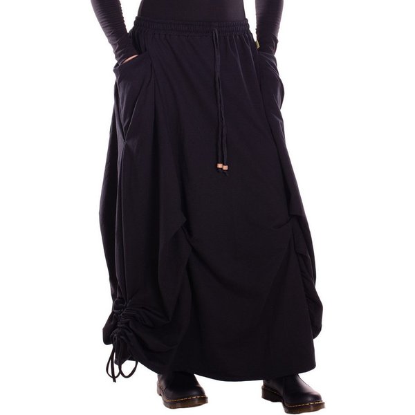 Vishes Maxirock Baumwolle asymmetrisch langer warmer Rock Lagenlook Taschen Alternative Bekleidung, Ethno, Hippie, Retro Style