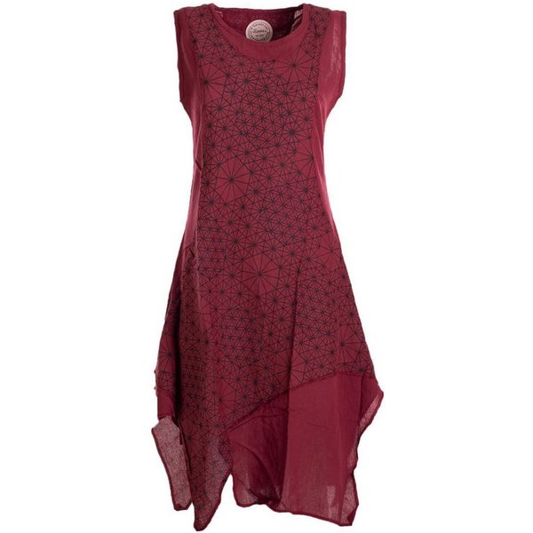 Vishes Midikleid Damen knielanges Kleid Baumwolle Geometrisch Lagenlook Armlos Alternative Bekleidung, Ethno, Hippie, Retro Style