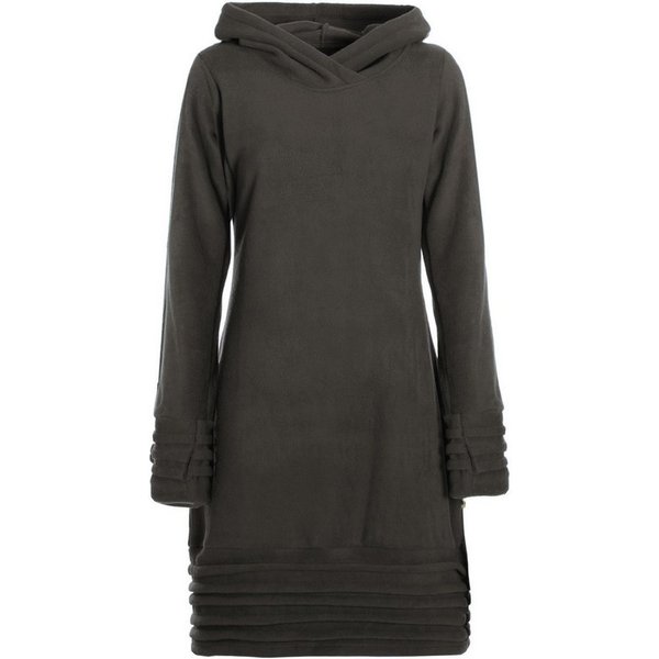 Vishes Tunikakleid Fleece Pulloverkleid mit Kapuze und Daumenloch - warm und weich Alternative Mode, Ethno, Hippie, Goa Style