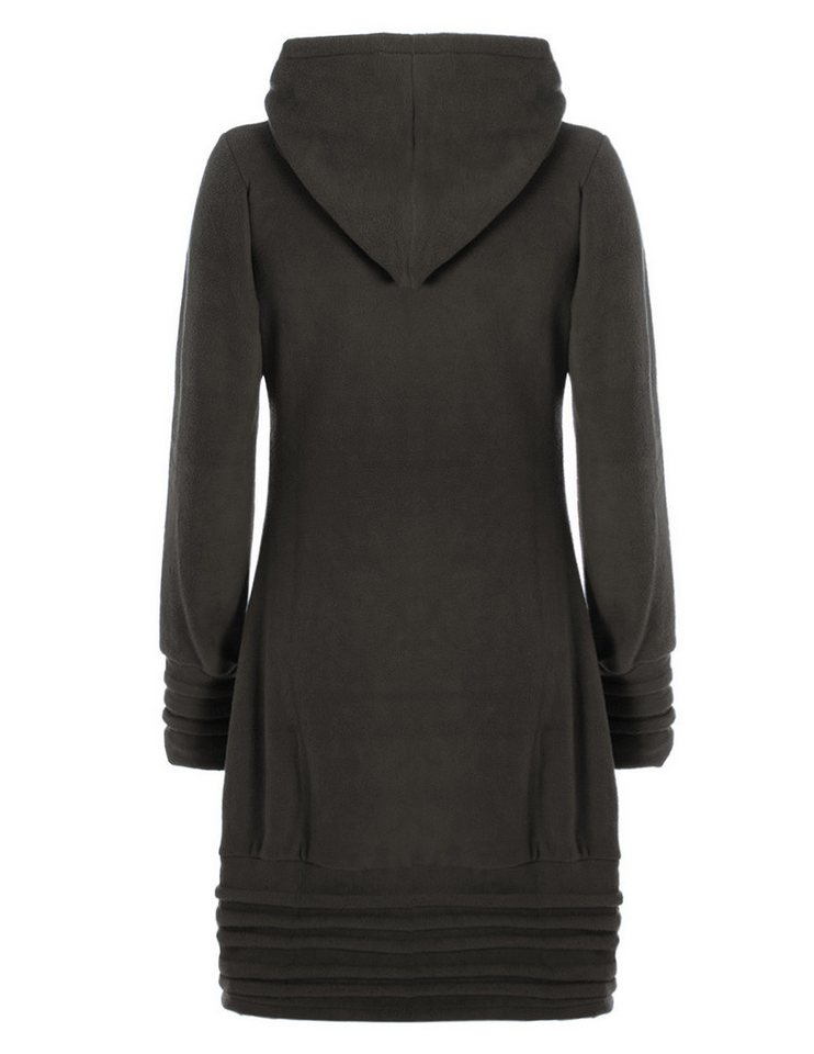 Vishes Tunikakleid Fleece Pulloverkleid mit Kapuze und Daumenloch - warm und weich Alternative Mode, Ethno, Hippie, Goa Style – Bild 2 von 4