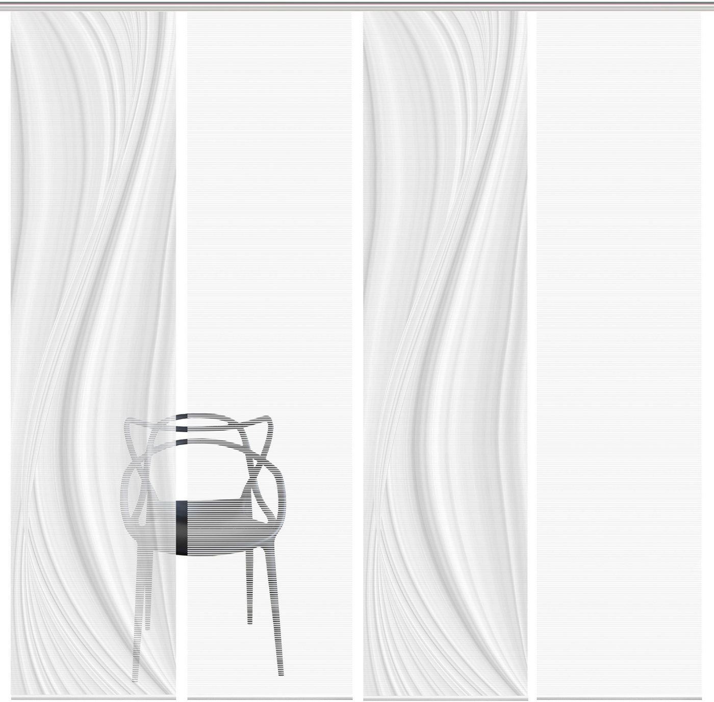 Vision S Schiebegardine LAURINA 4er SET (4 St), Paneelwagen, halbtransparent, Schiebevorhang Digidruck 4er Set LAURINA – Bild 2 von 4