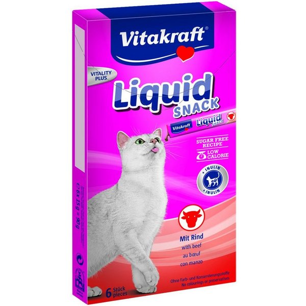 Vitakraft Katzensnack Cat Liquid Snack Rind, 90g, Snack für: Katzen