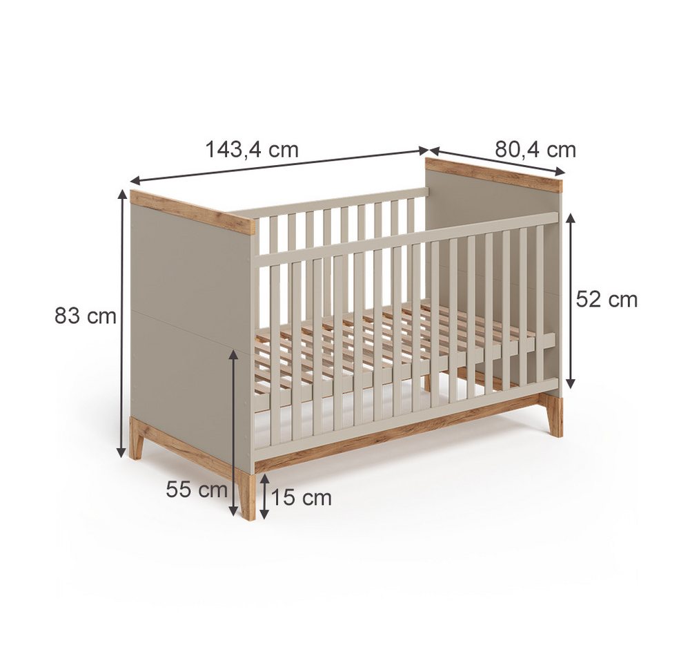 VitaliSpa® Babybett Malia, Cashmere/Artisan, 70x140 cm, 1-tlg. – Bild 2 von 5