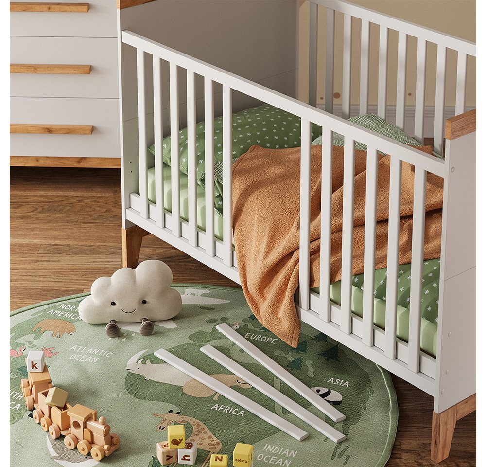 VitaliSpa® Babybett Malia, Weiß/Artisan, 70x140 cm, 1-tlg. – Bild 4 von 5