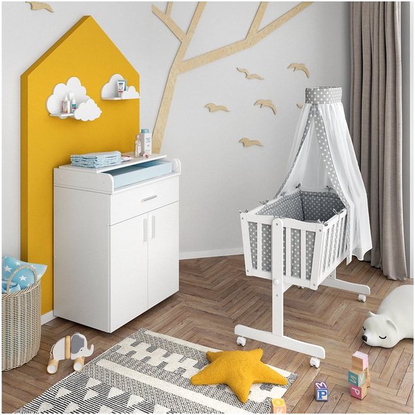 VitaliSpa® Babybett Noah, Weiß, 40x90 mit Rollen, 1-tlg.