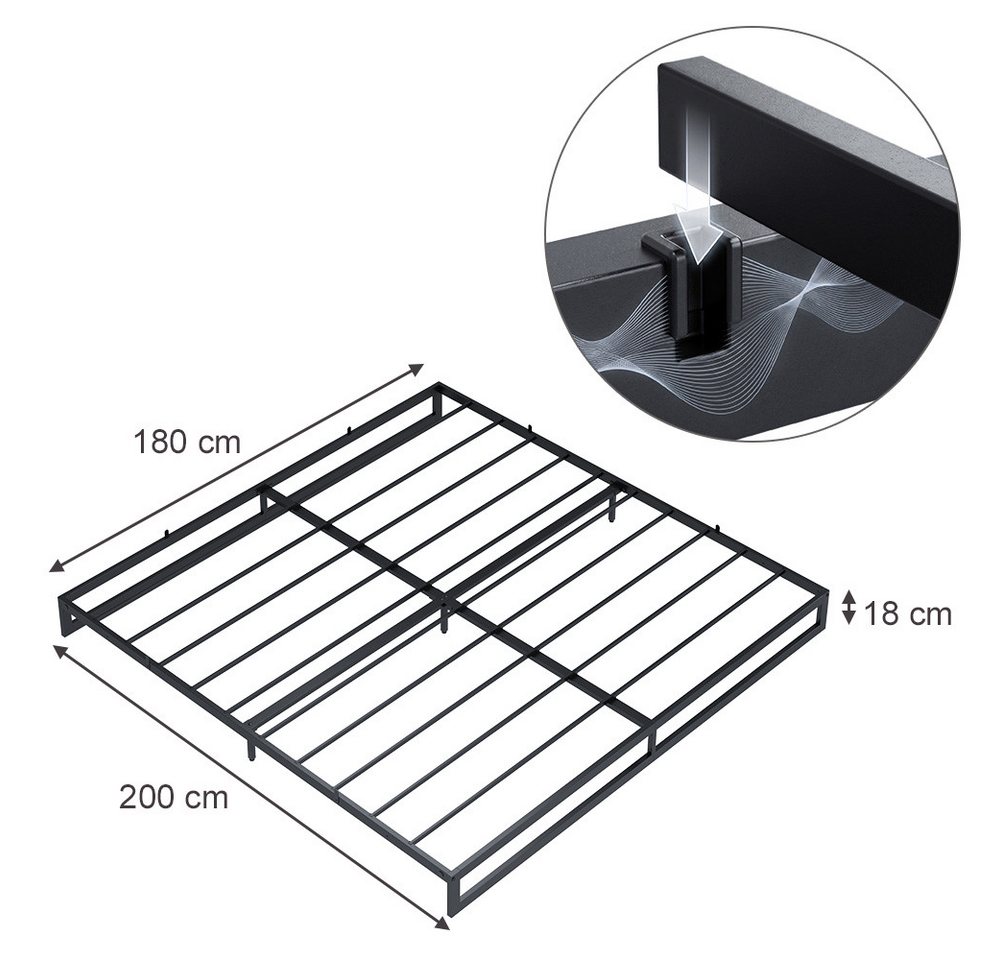 VitaliSpa® Bettgestell Lenora, Schwarz, 180x200 (1-tlg) – Bild 2 von 5