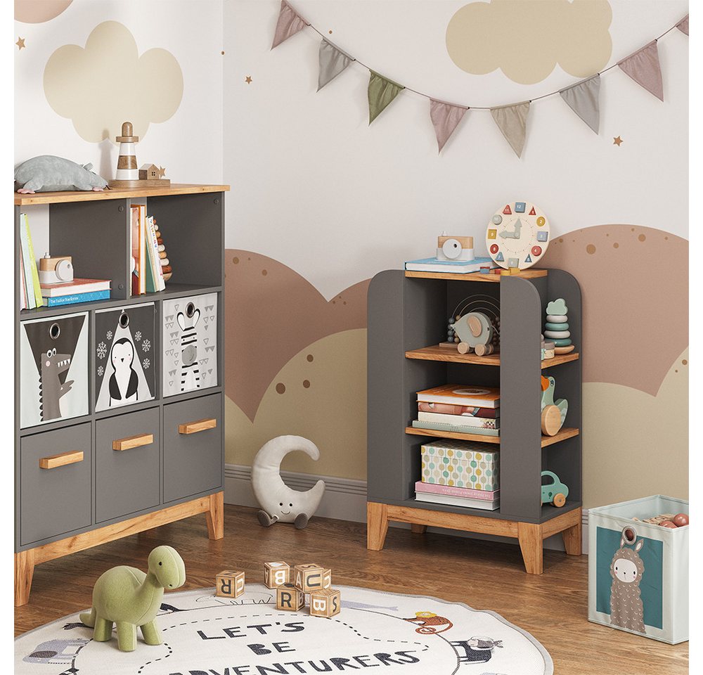 VitaliSpa® Bücherregal Malia, Artisan/Grau, 60 x 88 cm mit 9 fächern, 1-tlg. – Bild 3 von 5