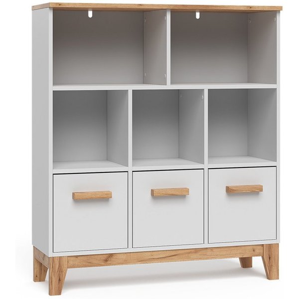 VitaliSpa® Bücherregal Malia, Weiß/Artisan/Weiß, 98.4 x 113.4 cm, 1-tlg.