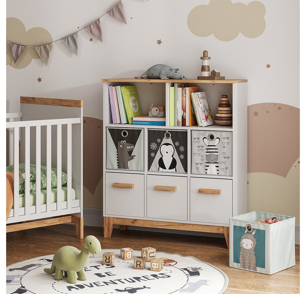 VitaliSpa® Bücherregal Malia, Weiß/Artisan/Weiß, 98.4 x 113.4 cm, 1-tlg. – Bild 3 von 5