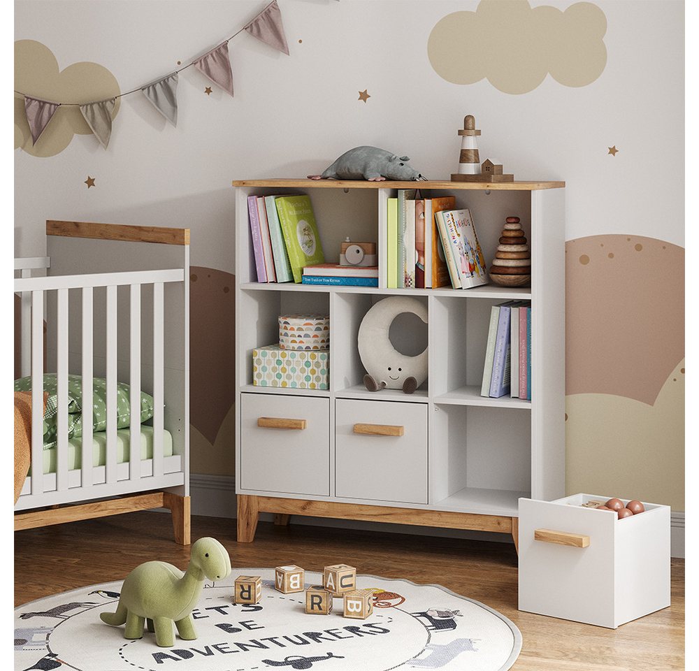 VitaliSpa® Bücherregal Malia, Weiß/Artisan/Weiß, 98.4 x 113.4 cm, 1-tlg. – Bild 4 von 5