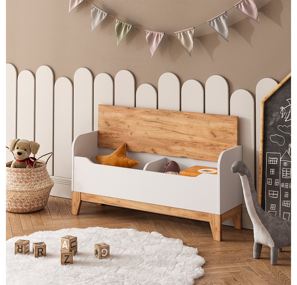 VitaliSpa® Bücherregal Malia, Weiß/Artisan/Weiß, 107.2 x 50 cm mit Sitzfläche, 1-tlg. – Bild 4 von 5