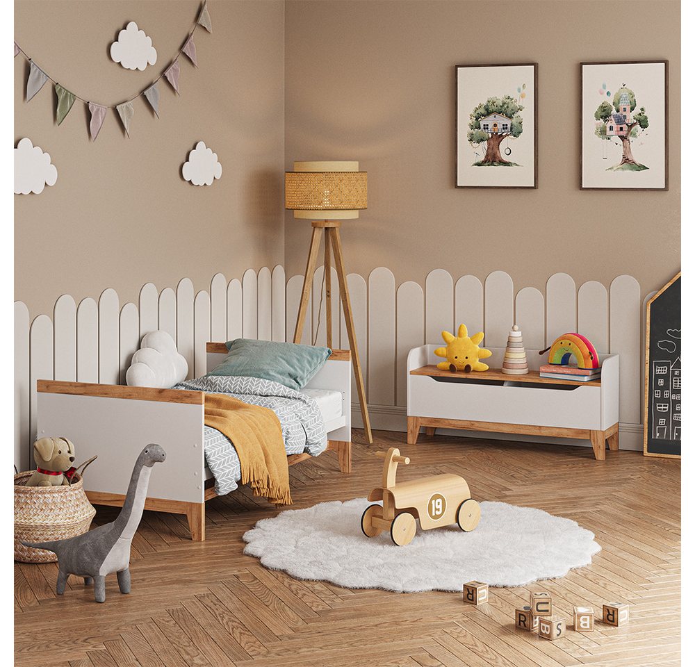 VitaliSpa® Bücherregal Malia, Weiß/Artisan/Weiß, 107.2 x 50 cm mit Sitzfläche, 1-tlg. – Bild 5 von 5