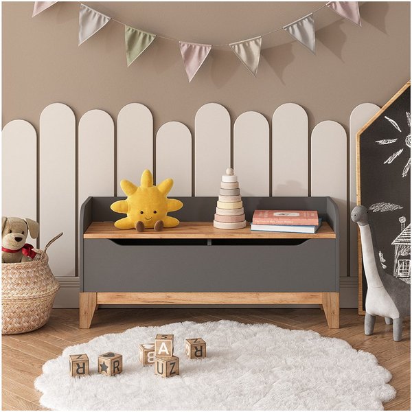 VitaliSpa® Bücherregal Malia, Grau/Artisan/Artisan, 107.2 x 50 cm mit Sitzfläche, 1-tlg.