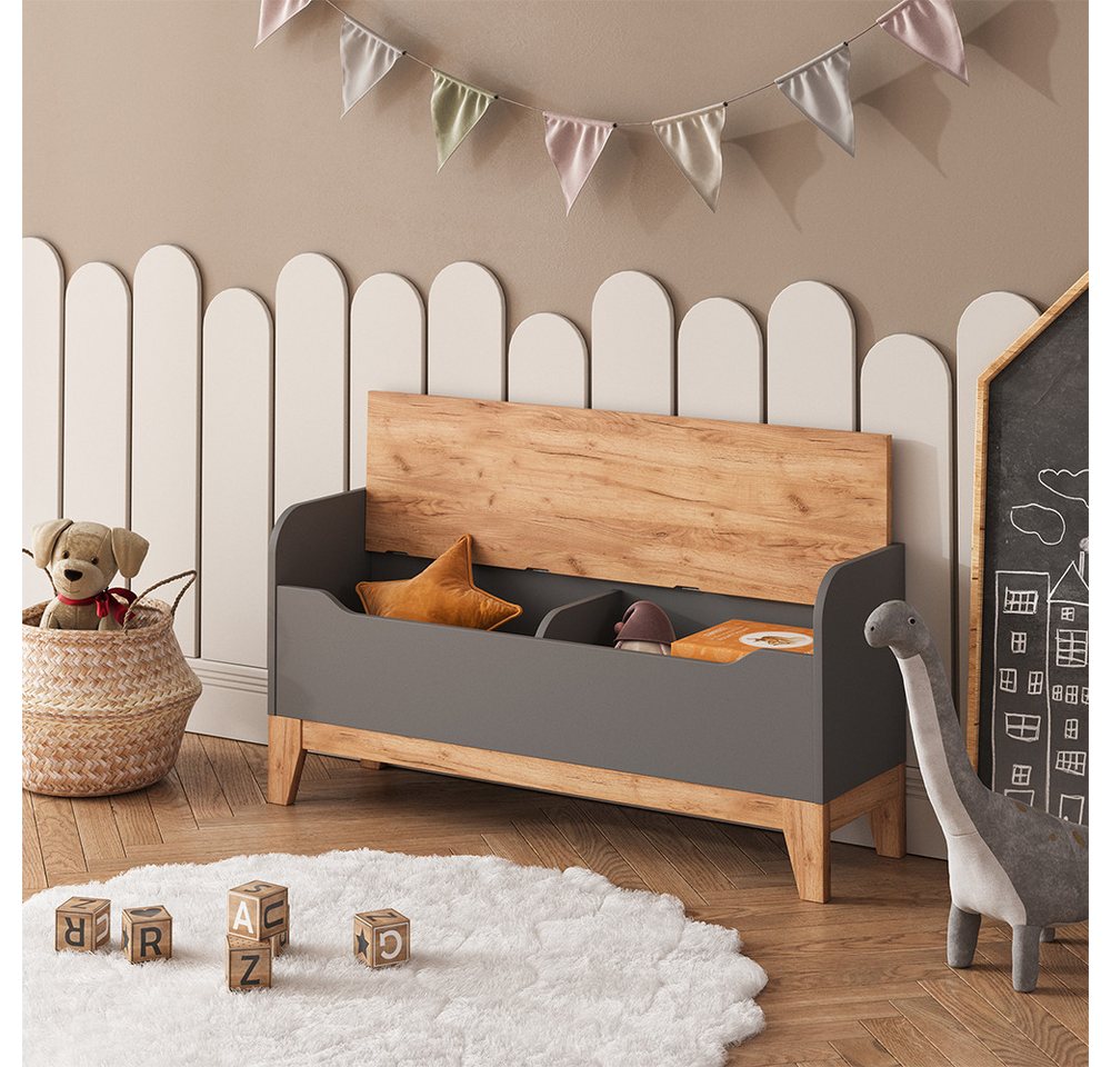 VitaliSpa® Bücherregal Malia, Grau/Artisan/Artisan, 107.2 x 50 cm mit Sitzfläche, 1-tlg. – Bild 4 von 5