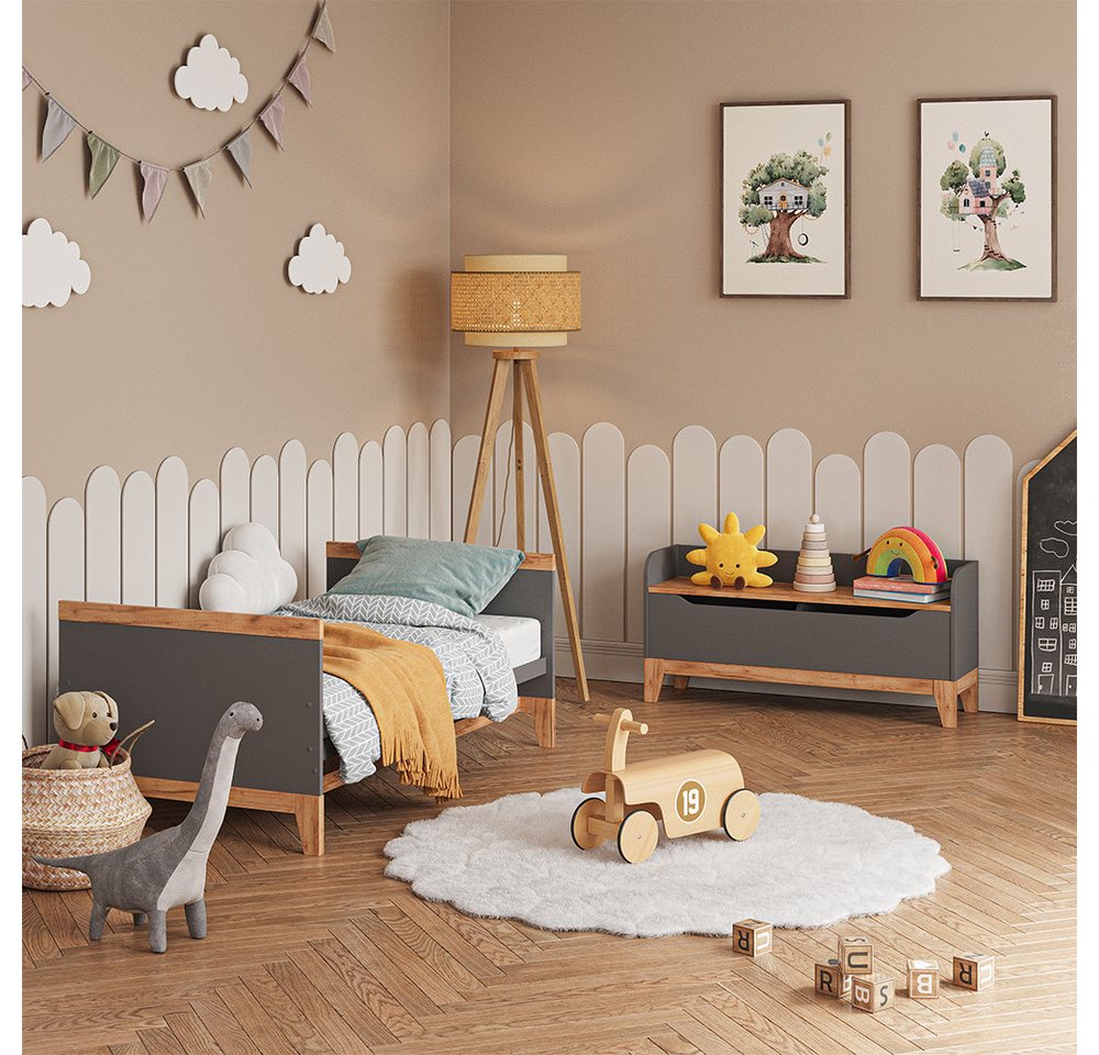 VitaliSpa® Bücherregal Malia, Grau/Artisan/Artisan, 107.2 x 50 cm mit Sitzfläche, 1-tlg. – Bild 5 von 5
