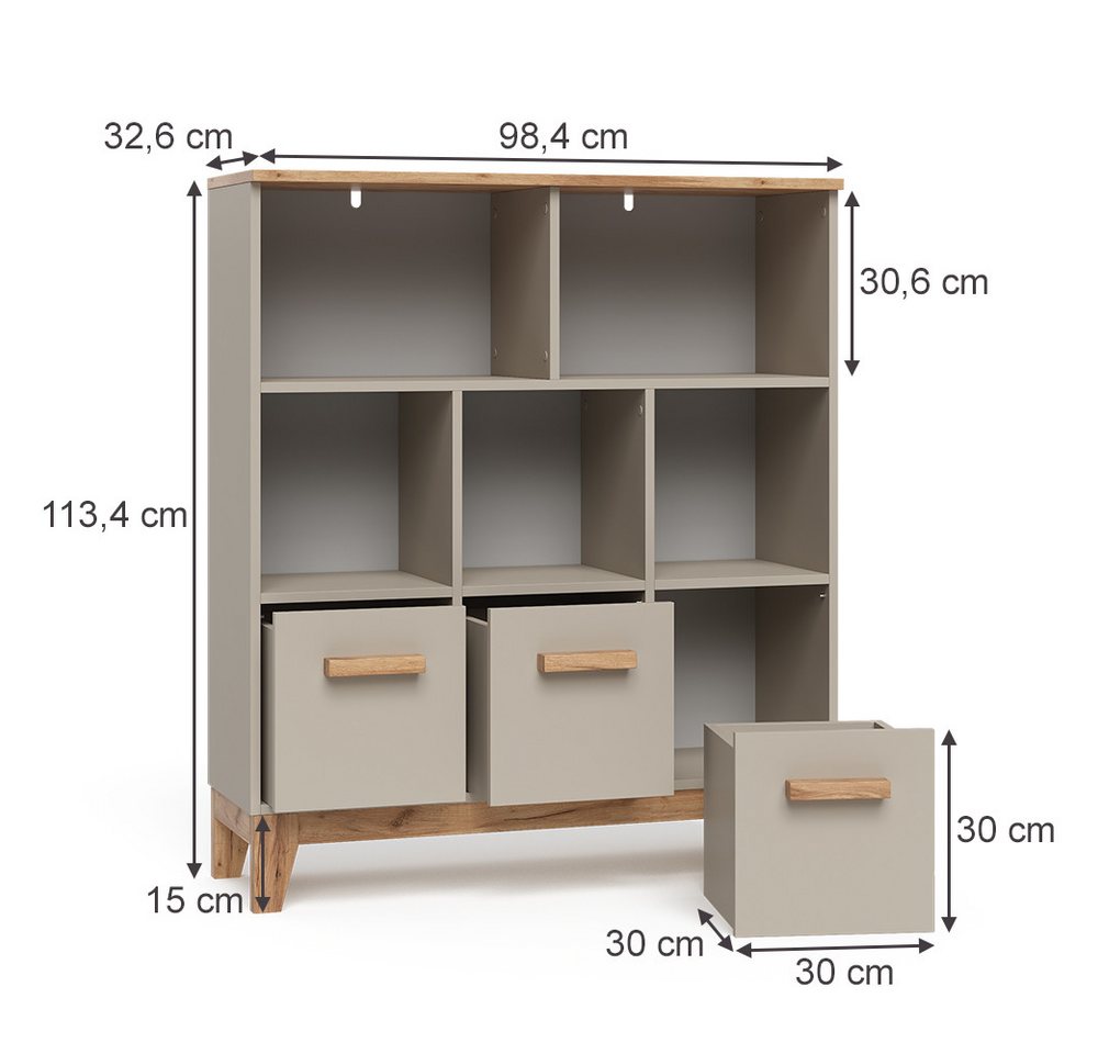 VitaliSpa® Bücherregal Malia, Cashmere/Artisan, 98.4 x 113.4 cm, 1-tlg. – Bild 2 von 5