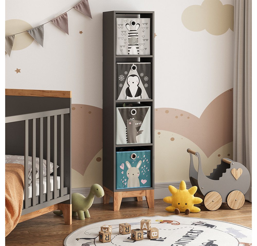VitaliSpa® Bücherregal Malia, Grau/Artisan/Artisan, 35.2 x 159.5 cm, 1-tlg. – Bild 4 von 5