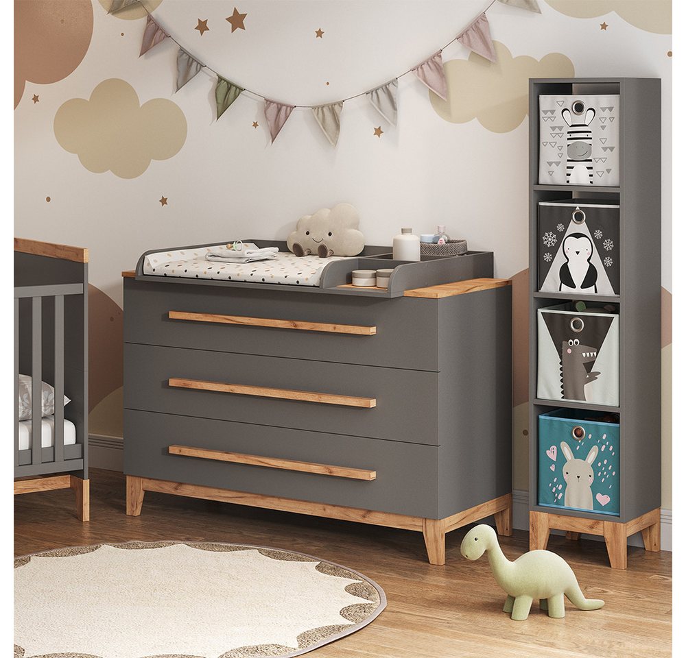 VitaliSpa® Bücherregal Malia, Grau/Artisan/Artisan, 35.2 x 159.5 cm, 1-tlg. – Bild 5 von 5