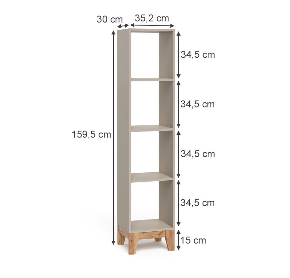 VitaliSpa® Bücherregal Malia, Cashmere/Artisan, 35.2 x 159.5 cm, 1-tlg. – Bild 2 von 5