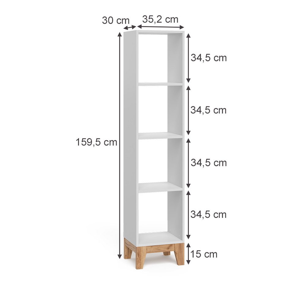 VitaliSpa® Bücherregal Malia, Weiß/Artisan/Artisan, 35.2 x 159.5 cm, 1-tlg. – Bild 2 von 5