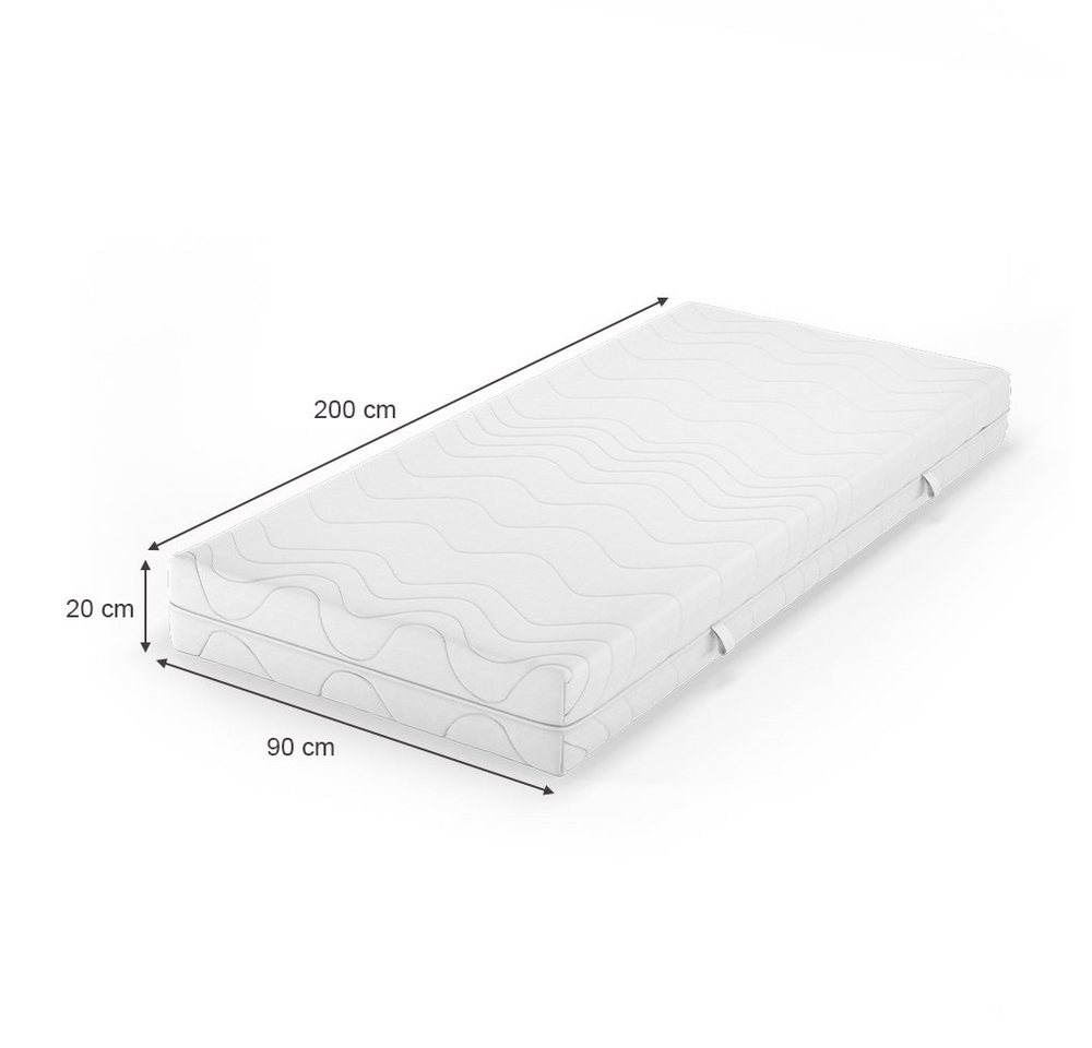 Kaltschaummatratze, Weiß, 90 x 200 cm 20cm Höhe, VitaliSpa®, 20 cm hoch – Bild 4 von 5