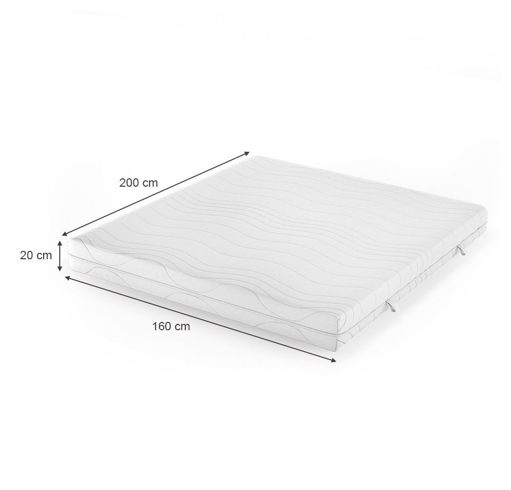 Kaltschaummatratze, Weiß, 160 x 200 cm 20cm Höhe, VitaliSpa®, 20 cm hoch – Bild 4 von 5