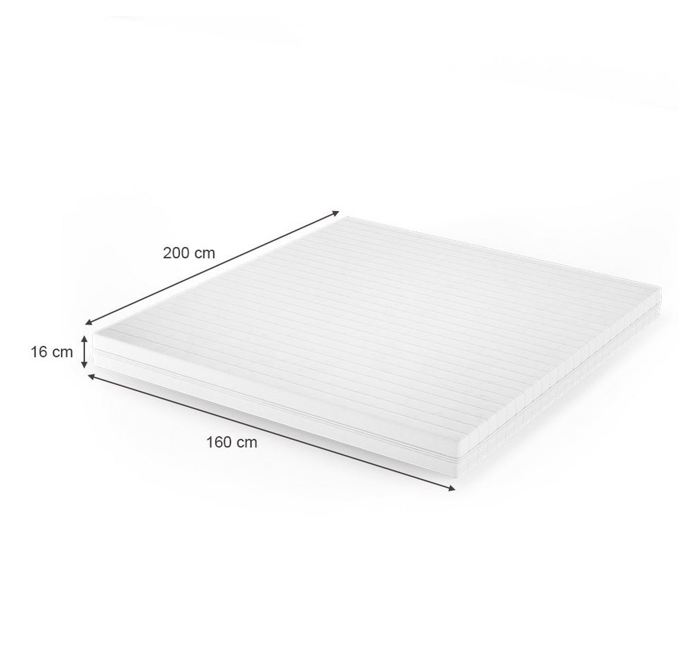 Kaltschaummatratze, Weiß, 160 x 200 cm H3 Härtegrad, 7Zonen, VitaliSpa®, 16 cm hoch – Bild 4 von 5